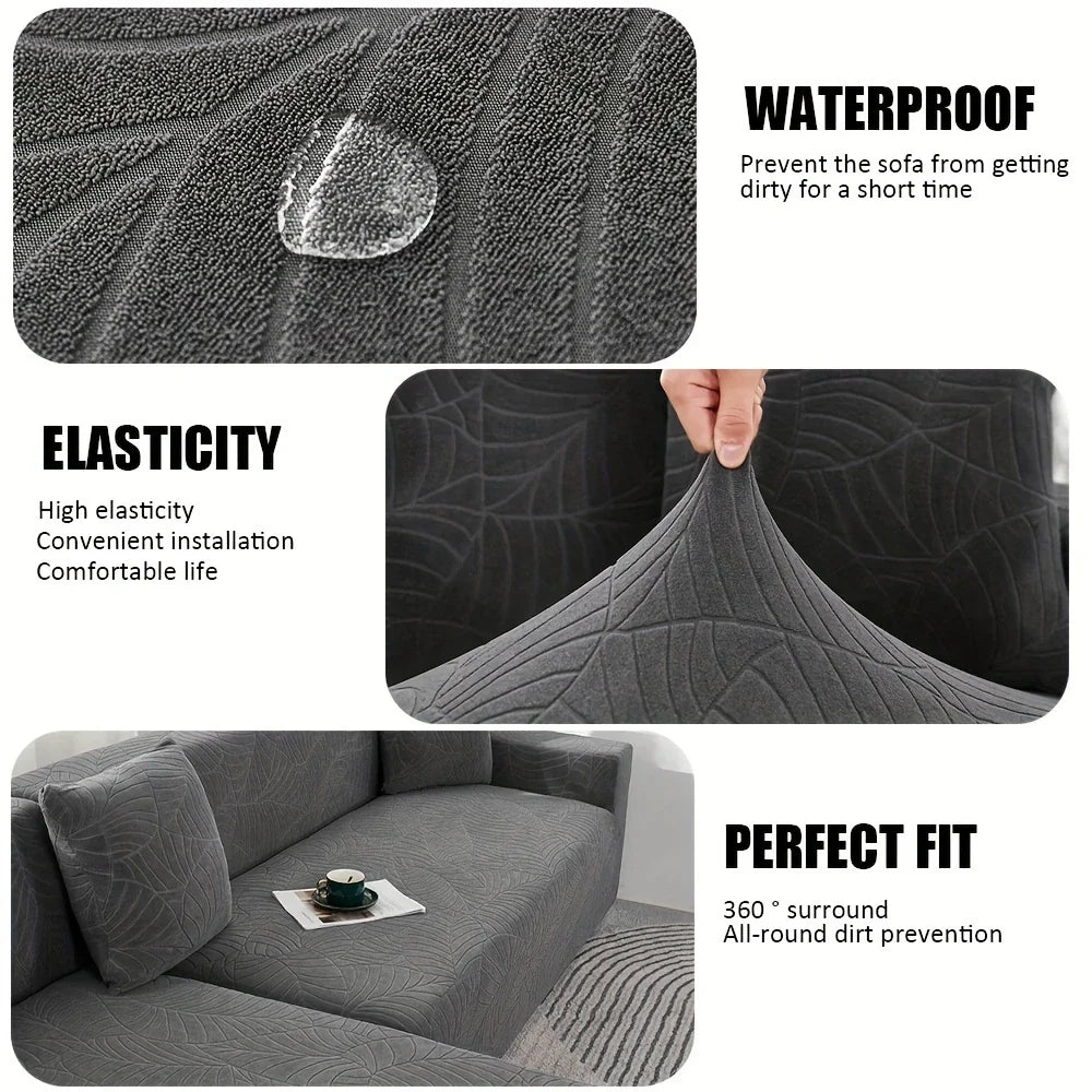 Waterproof Thick Jacquard Sofa Cushion Cover – Anti-Slip, Dust-Resistant Solid Color Elastic Cover for Living Room (1PC)