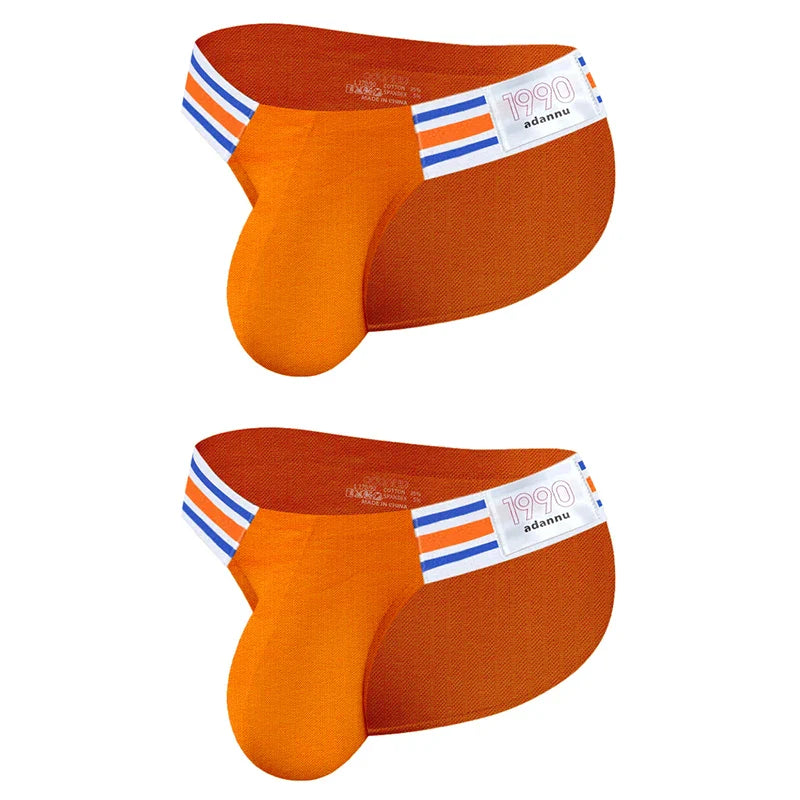 Men’s Breathable Brief Underwear 1/2/3/4PCS – High Fork Triangle Design with Striped Elastic Waistband Comfort Fit