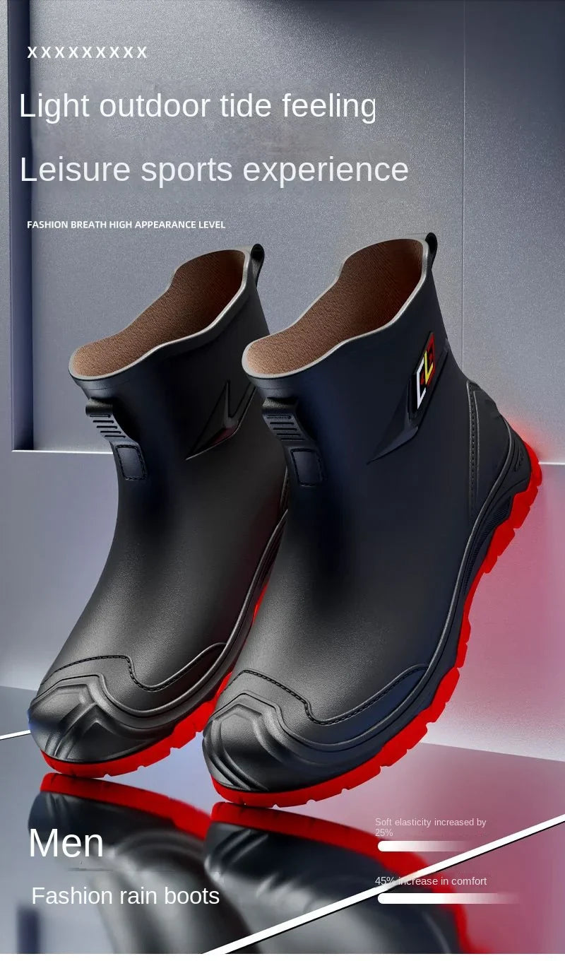 2024 Men's Waterproof Water Boots — Non-Slip Rubber Work Shoes for Outdoor Rain, Camping & Fishing