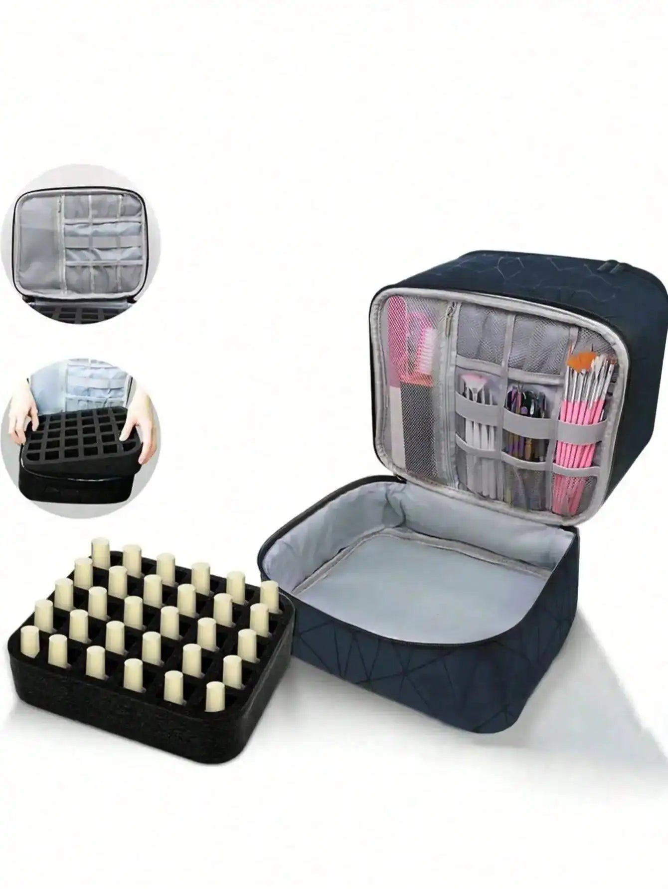 Women's Portable Double-Layer Nail Polish & Essential Oil Storage Bag – Multi-Function Organizer for Travel
