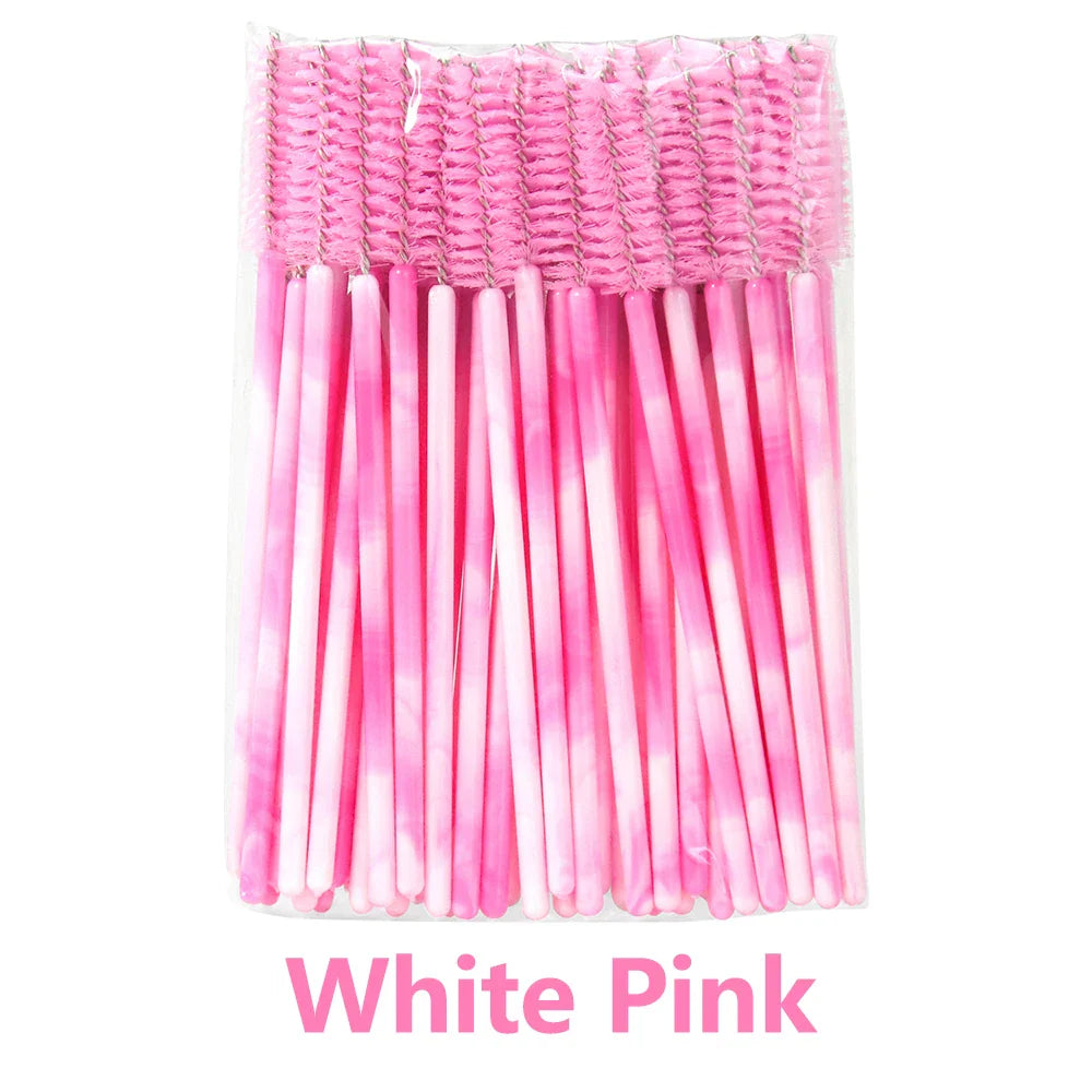 ANNAFRIS 50pcs Disposable Eyelash & Eyebrow Brushes — Soft Crystal Lash Extension Mascara Wands Makeup Tools