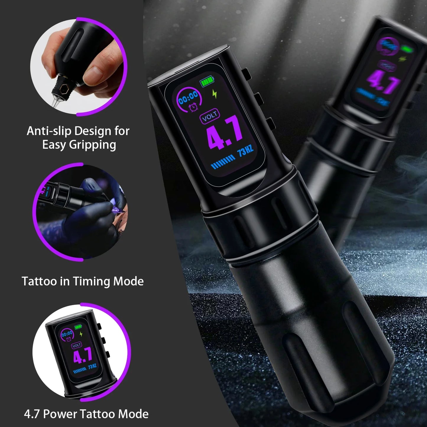 Wireless Tattoo Pen Machine – Dual Mode Direct Drive with IPS Screen, 1800mAh Battery & Timing Function for Professional Tattoo Artists