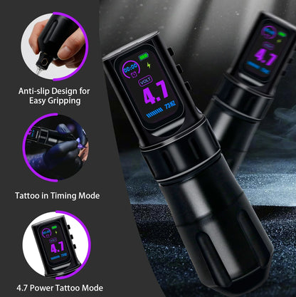 Wireless Tattoo Pen Machine – Dual Mode Direct Drive with IPS Screen, 1800mAh Battery & Timing Function for Professional Tattoo Artists
