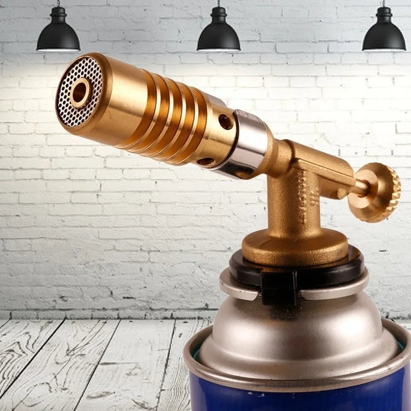 Gas Torch Flame Gun - Butane Auto-Ignition Burner for Camping, Cooking, Soldering, Heating, Blowtorch Lighter