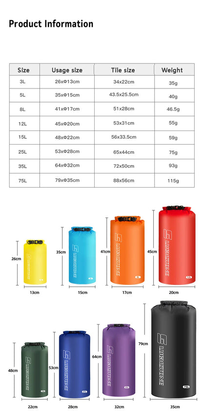 Waterproof Dry Bag Sack - Ultralight Storage for Swimming, Rafting, Kayaking & Sports (3L-75L)