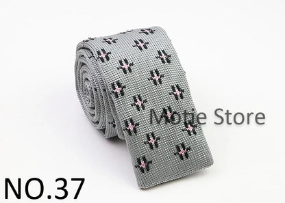 Classic Knit Neck Tie for Men — 6cm Plaid & Dots Casual Business Wedding Tie
