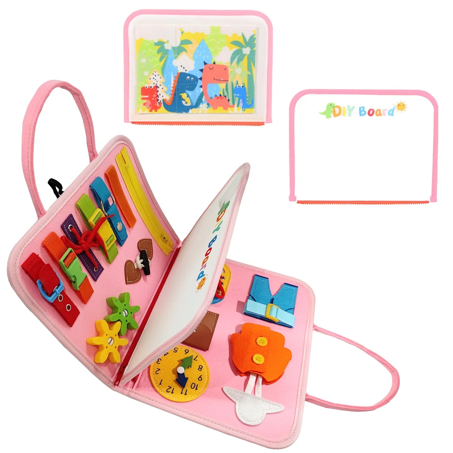 TUNJILOOL Montessori Busy Board – Early Educational Toy for Toddlers, Felt Cloth Story Book, 3D Shape & Color Match