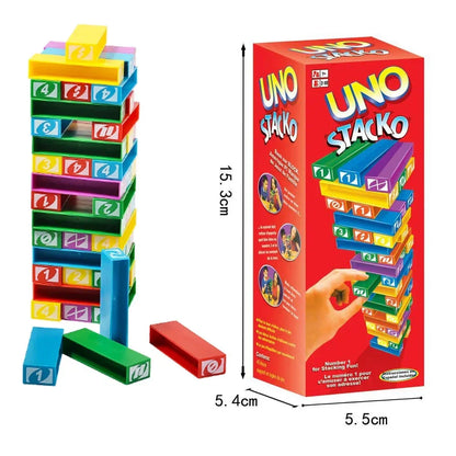 Stacko UNO Card Game — Family Entertainment Puzzle, Poker Party, Educational Toy, Playing Cards for Birthday Gift