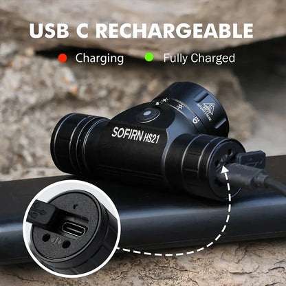 Sofirn HS21 2000LM EDC Headlamp – USB-C Rechargeable 18650 Flashlight with Infrared Switch, Powerful SFT40 Headlight