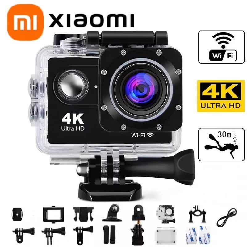 FXiaomi 4K Ultra HD Action Camera — 30fps WiFi Waterproof Sports Camera with 2.0" Display, 170° Lens for Cycling & Vlogging