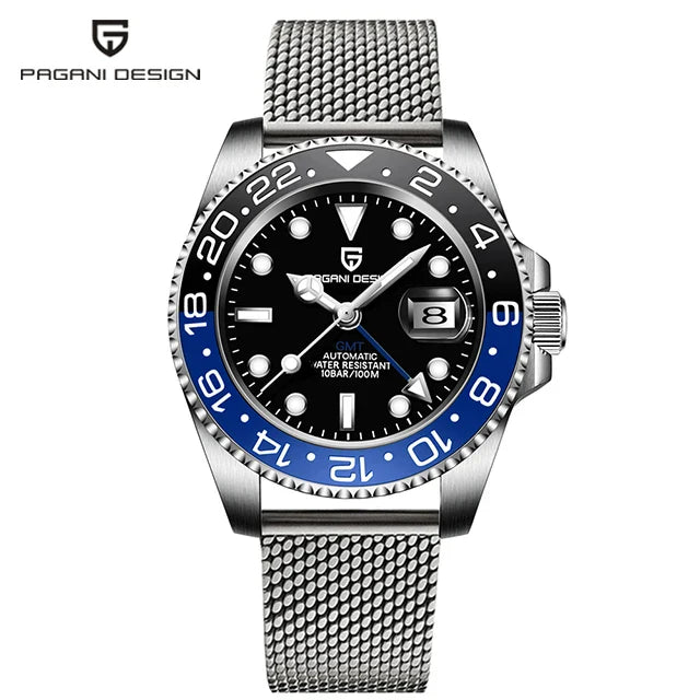 PAGANI DESIGN V3 GMT Men’s Luxury 40mm Automatic Mechanical Watch – Sapphire Crystal Stainless Steel Waterproof