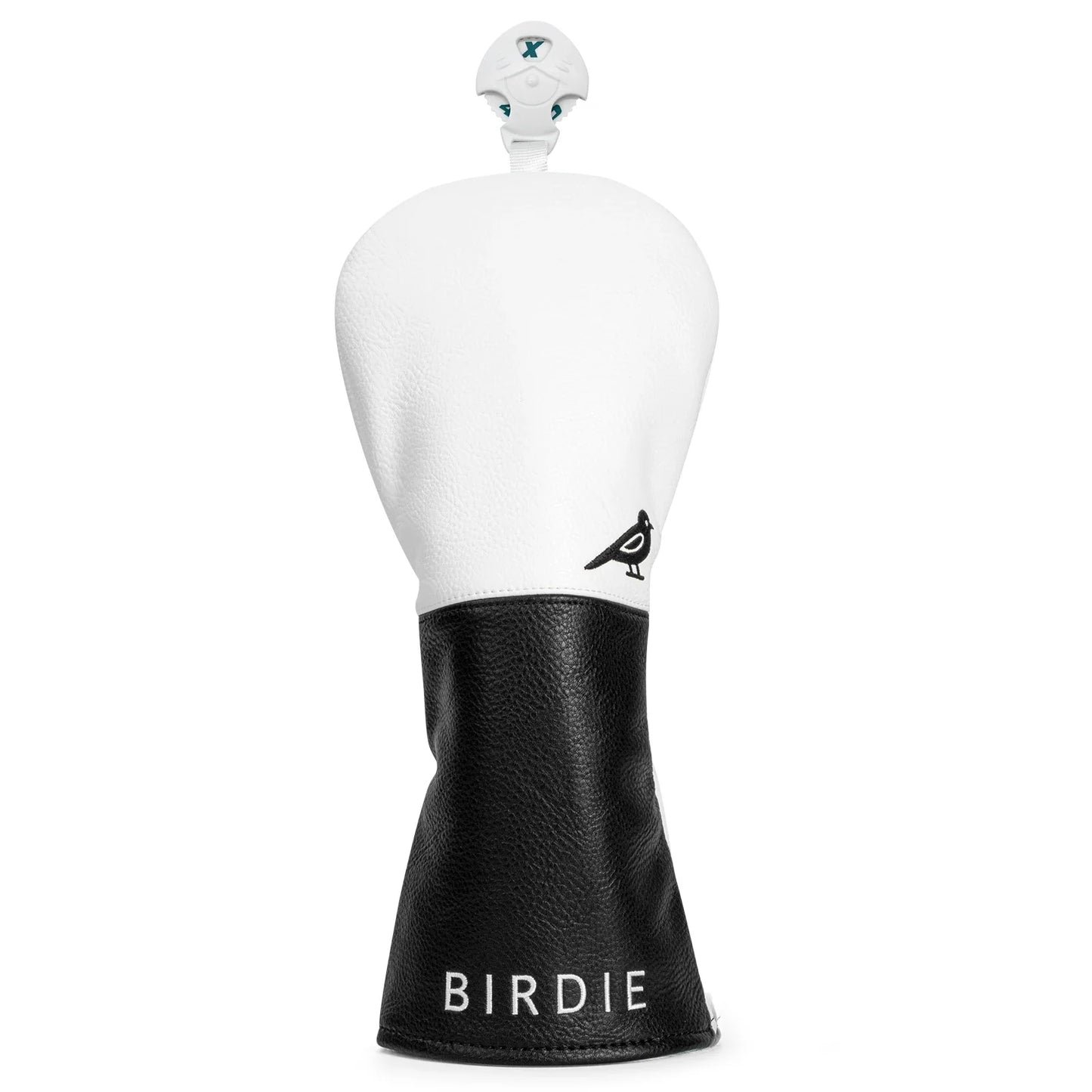 White Premium Leather Birdie Golf Head Cover – Elegant Embroidery for Driver, Fairway Wood & Hybrid Clubs