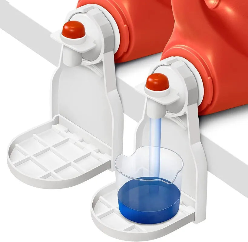 2-Pack Laundry Detergent & Fabric Softener Organizer | Universal White Soap Dish Accessories with Drip Collector Cup Holder | Spill-Proof Rack