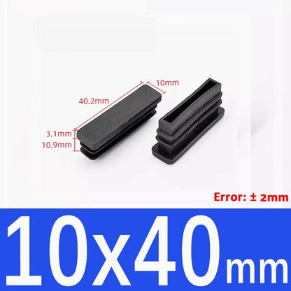 Black Square Tube End Caps - Plastic Blanking Plugs for Furniture, Tables & Chairs 10-100mm