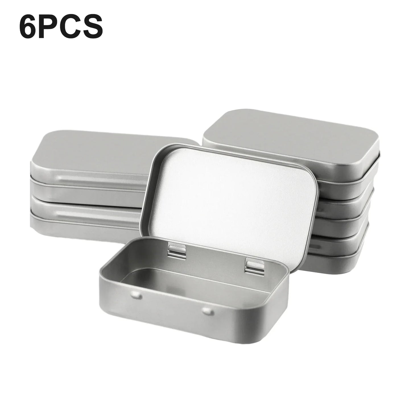 6PCS Mini Metal Storage Boxes — Tin-Plated Slide Cover for Jewelry, Pills, Cosmetics, and Portable Organizer