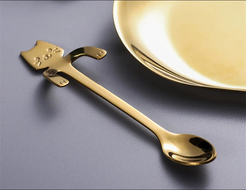 Stainless Steel Cat-Shaped Coffee Spoon – Cute Teaspoon Dessert & Ice Cream Mini Scoop for Kitchen Tableware