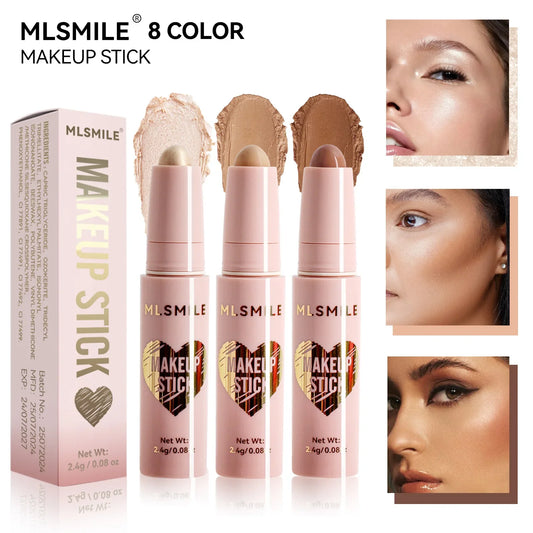 MLSMILE 8-Color High Gloss Pearl Contouring Stick – Face Brightening & 3D Shadow Sculpting Pen