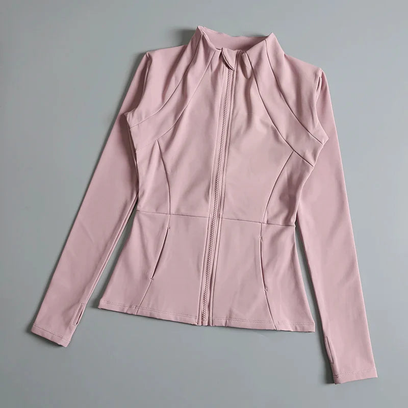 New Yoga Wear Ladies Coat – High Elastic Loose Fitness Top, Long Sleeve Stand-Up Collar for Exercise