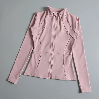 New Yoga Wear Ladies Coat – High Elastic Loose Fitness Top, Long Sleeve Stand-Up Collar for Exercise