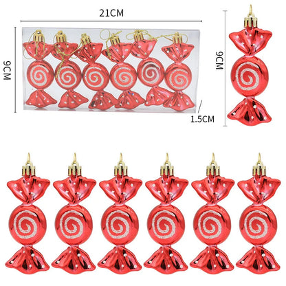 6PCS Christmas Candy Cane & Lollipop Hanging Ornaments – Festive Tree Pendants for Home Holiday Decor
