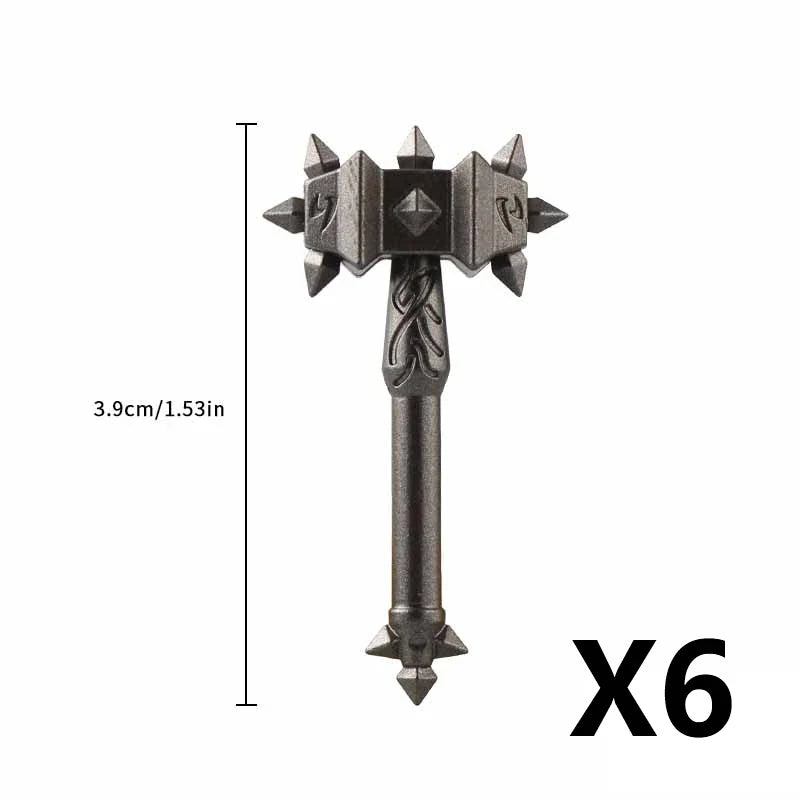 Medieval Figure Weapons Building Blocks Kit – King Sword, Lion Shield, Trident & Double-Edged Axe Battle Toy