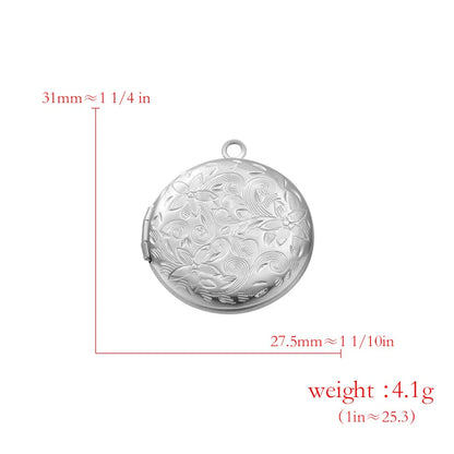 Stainless Steel Photo Locket Charms - 5-Piece Heart, Round & Square Memory Pendant Set