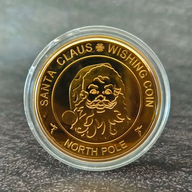 Merry Christmas Wishing Coin – Metal Commemorative Gift for Kids Xmas Eve Holiday Present