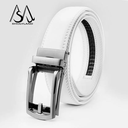 Men’s Classic Leather Belt – Trendy Two-Layer Cowhide with Alloy Automatic Buckle for Business & Casual Wear