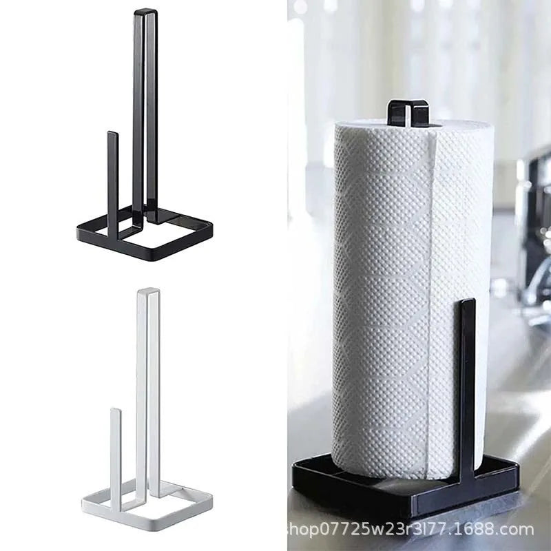 Portable Kitchen & Bathroom Paper Towel Holder – Silver Napkin Rack Stand for Home Storage & Small Accessories