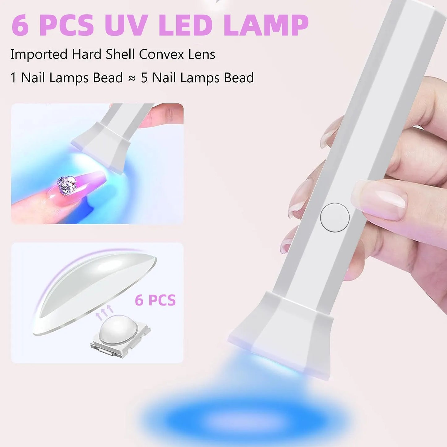 Portable Nail Dryer Lamp - UV LED Nail Light for Curing All Gel Polish - USB Rechargeable Quick Dry Manicure Machine - Nail Art Tools