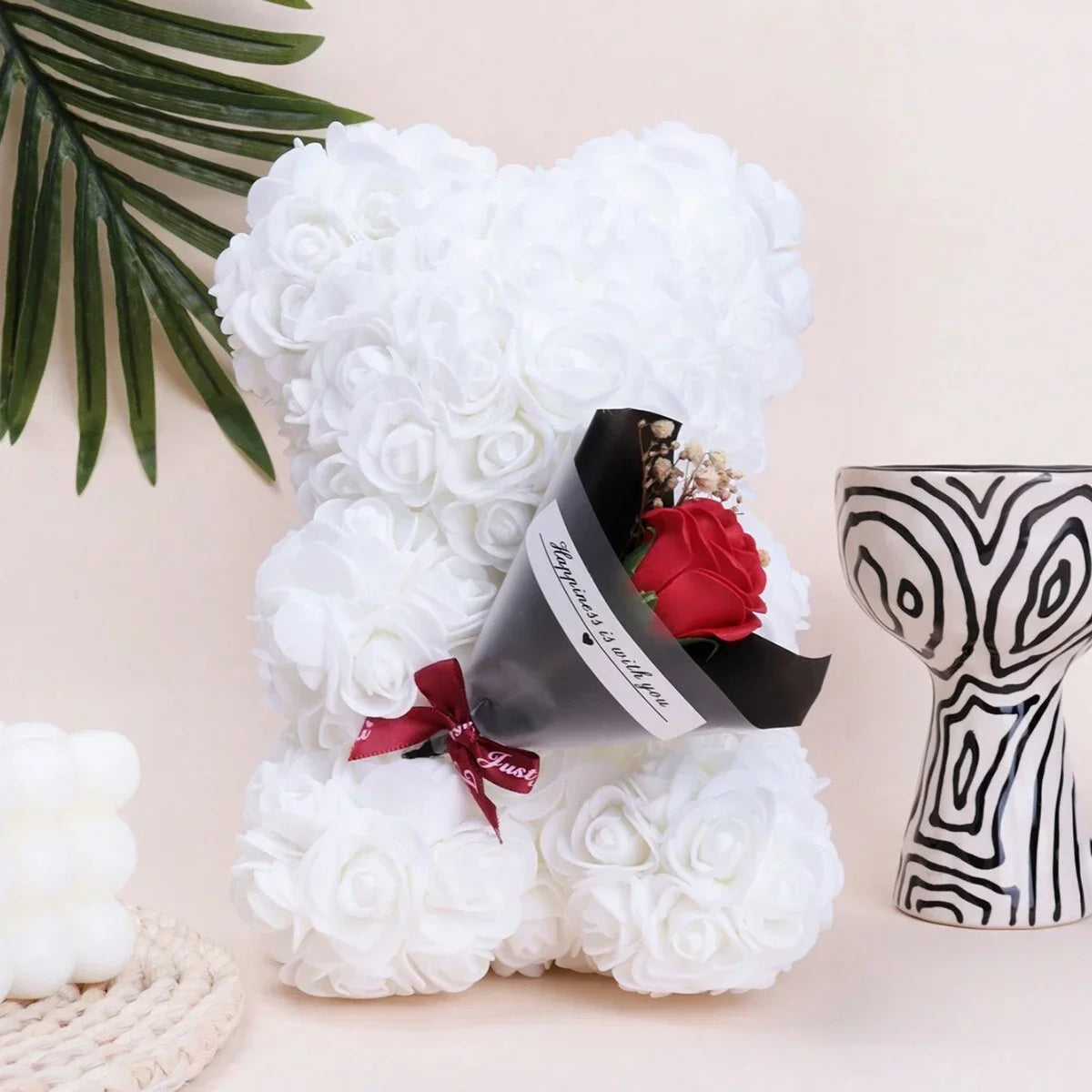 Foam Rose Teddy Bear Bouquet – Ideal Gift for Weddings, Mother’s Day, Teachers, Nurses & Celebrations