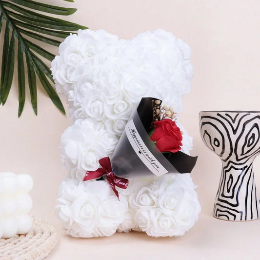 Foam Rose Teddy Bear Bouquet – Ideal Gift for Weddings, Mother’s Day, Teachers, Nurses & Celebrations