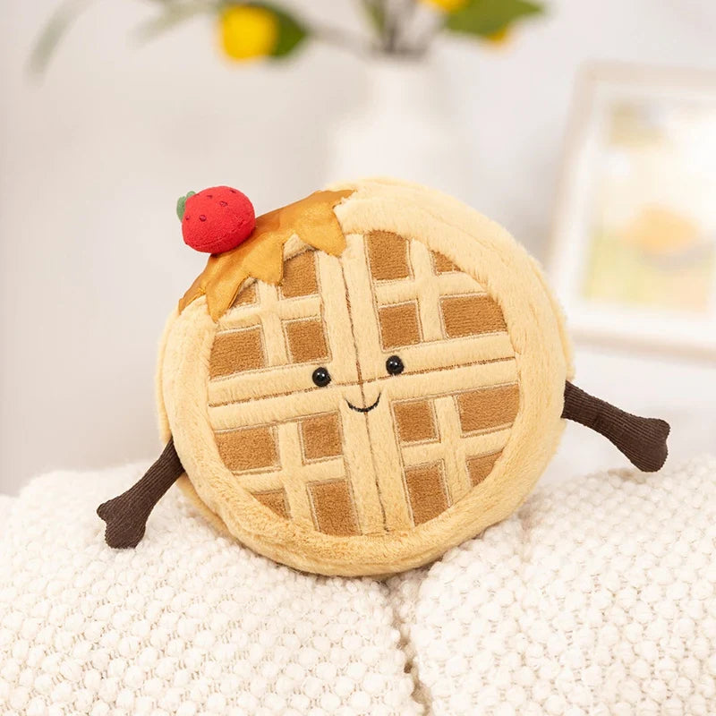 Cute Dessert Plush Toys – Soft Cake, Waffle, Pancake, Macaron, Éclair Stuffed Dolls for Kids Gift & Home Decor