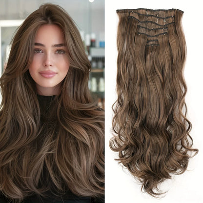 Women’s 7Pcs Hair Extensions with 16 Clips – Natural Black Straight Ombre Hairpiece