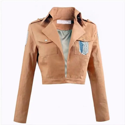 Attack on Titan Cosplay Costume - Recon Corps Jacket, Leather Skirt & Hookshot Belt Set for Anime Fans