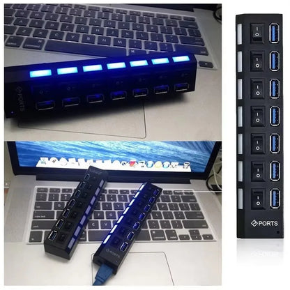 7-Port USB 2.0 Switch Extension Hub — One-to-Seven USB Splitter for PC, Laptop & Desktop