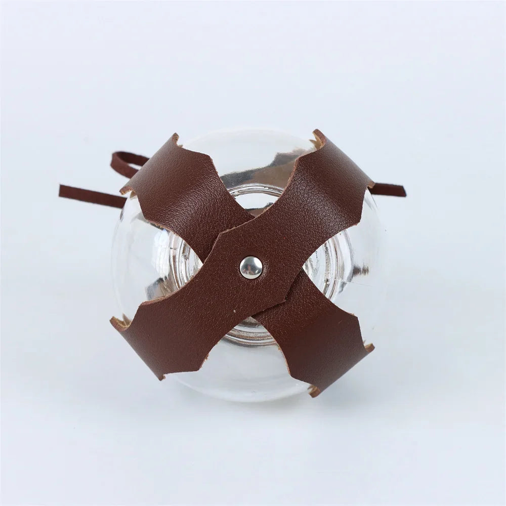 6PCS Medieval Cosplay Belts – Elf Leaf Embossed Leather with Potion Bottle, Viking Halloween