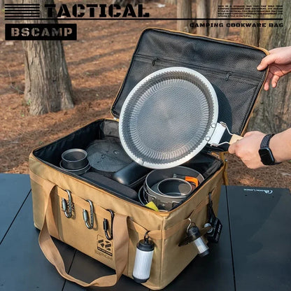 Insulated Tactical Camping Bag - Waterproof Foldable Outdoor Picnic & Tableware Storage Bag, 30L/42L/56L Large Capacity