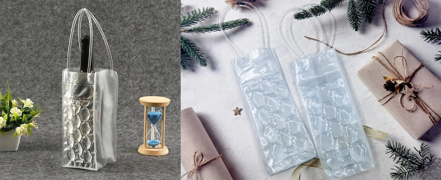 Ice Wine Bag Holder – Champagne, Beer, Whisky & Drink Cooler, Gel Cooling Chiller for Bar Accessories