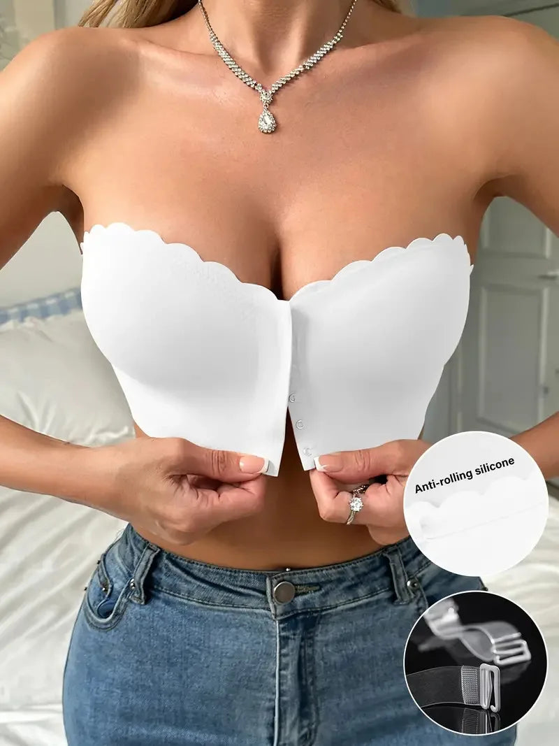 Front Button No-Wire Bra — Smooth, Breathable, Comfortable Underwear, Solid Color, Invisible & Seamless Design