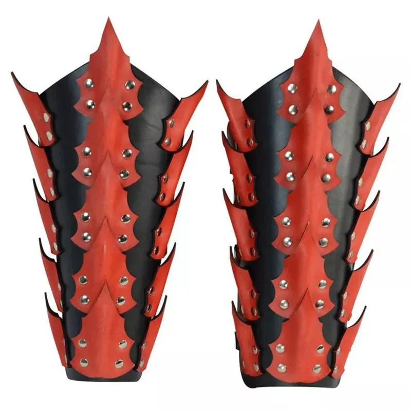 Medieval Steampunk Viking Bracer – PU Leather Scale Arm Armor for Knight, Warrior LARP Cosplay & Theatre Costume