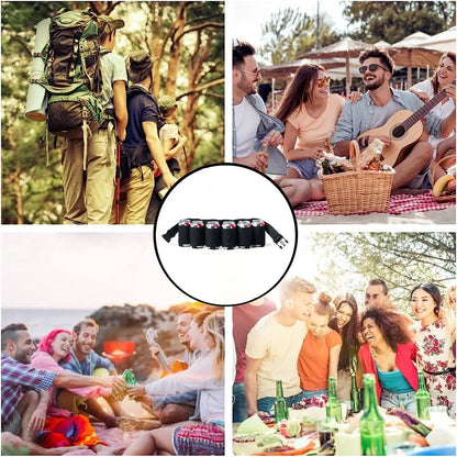 Adjustable Beer Belt Holster - Holds 6 Cans - Perfect Party Accessory for Beer and Soda Bottle Holder Belts - Waist Pack Bag for Ultimate Convenience