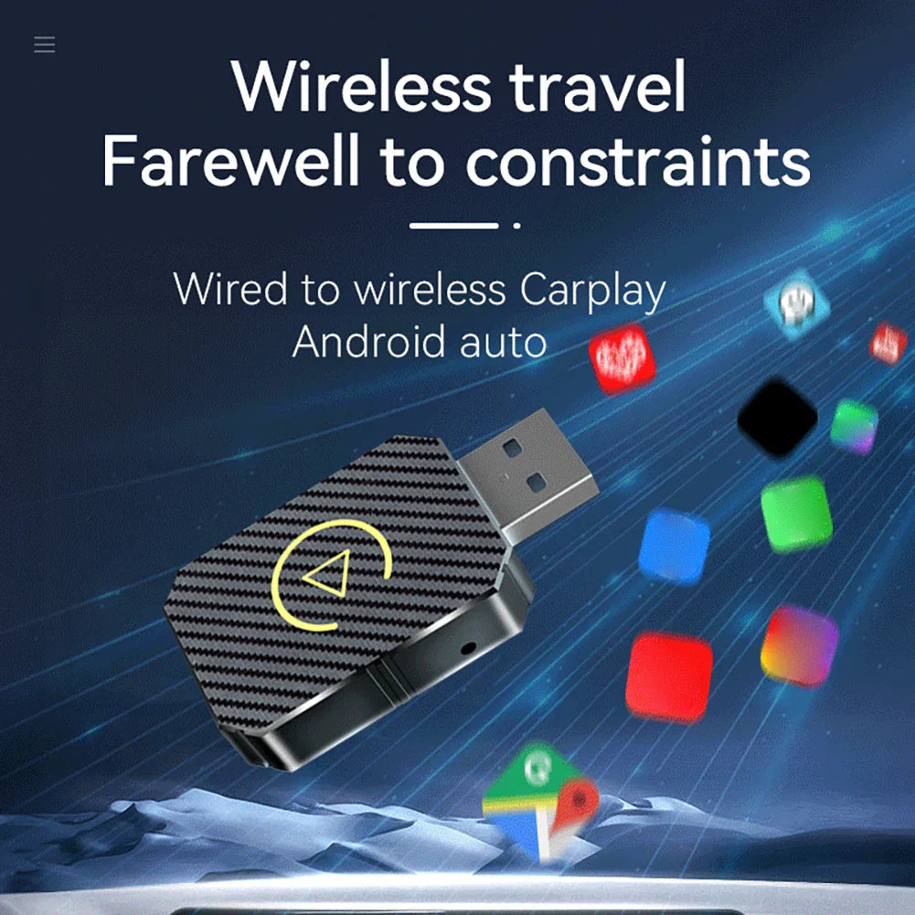 Wireless CarPlay & Android Auto Adapter — 2-in-1 Smart Mini Car AI Box with BT Wireless USB Dongle for OEM