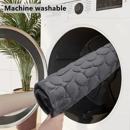 3D Non-Slip Cobblestone Embossed Bathroom Mat - Absorbent Bath Mat for Quick Drying, Machine Washable Door Floor Carpet