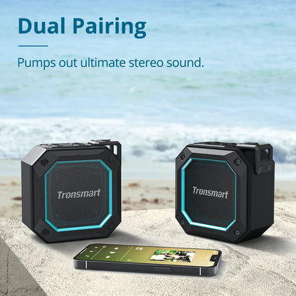 Tronsmart Groove 2 Portable Bluetooth Speaker – 5.3, True Wireless Stereo, Dual EQ Modes, IPX7 Waterproof for Shower