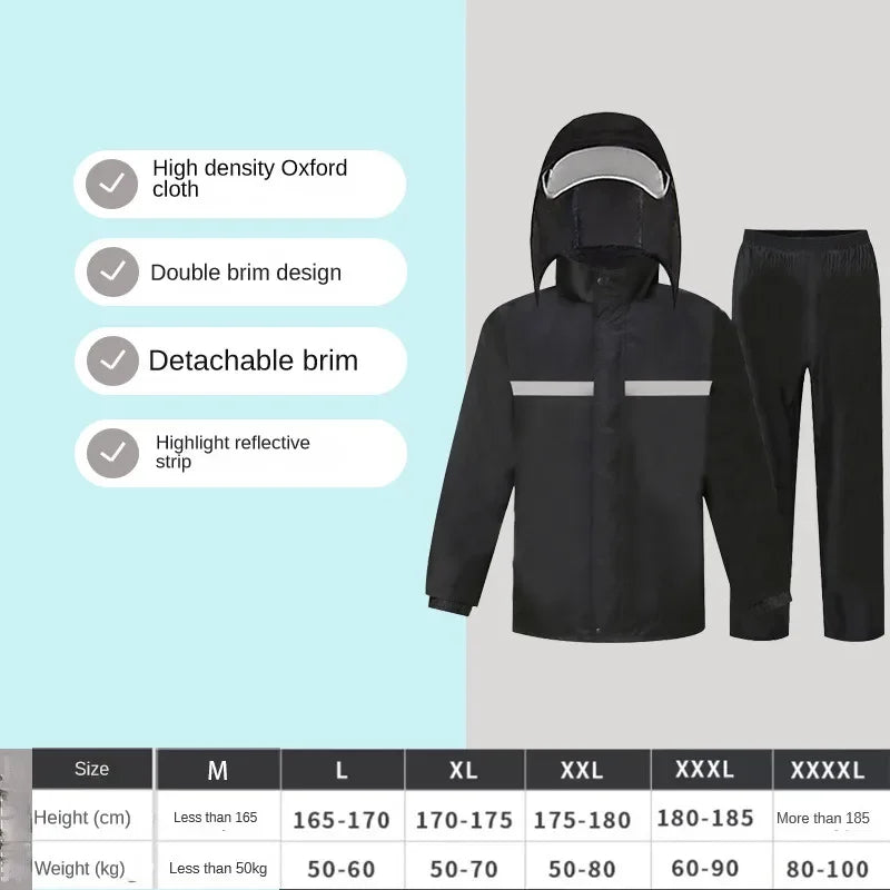 Full Body Motorcycle Rain Suit - Waterproof Reflective Raincoat and Pants Set for Electric Bicycle Riding Protection