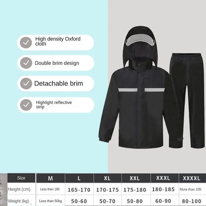 Full Body Motorcycle Rain Suit - Waterproof Reflective Raincoat and Pants Set for Electric Bicycle Riding Protection