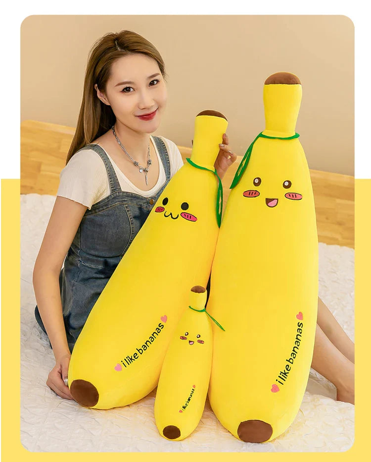 Banana Long Throw Pillow – Cute Super Soft Plush Leg Hug Doll for Bed, Perfect Girl Plush Toy