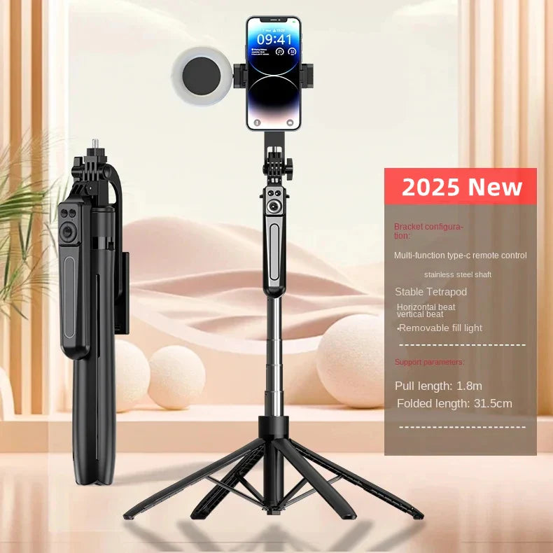 FANGTUOSI 180cm Wireless Selfie Stick Tripod – Phone Holder Stand with Bluetooth Shutter for Smartphones & Cameras