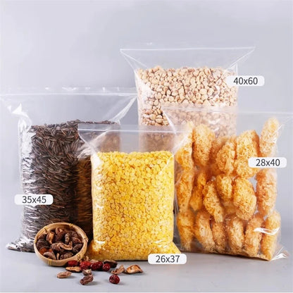 StoBag 10PCS Large Transparent Zipper Bags — Thick Waterproof Storage Pouches for Clothes & Food Packaging